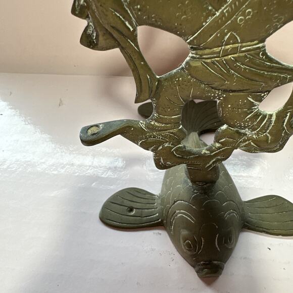 Vintage Brass Ornate Decorative Display Stand Gong Bell / Incense Fish Bottom - Picture 3 of 9